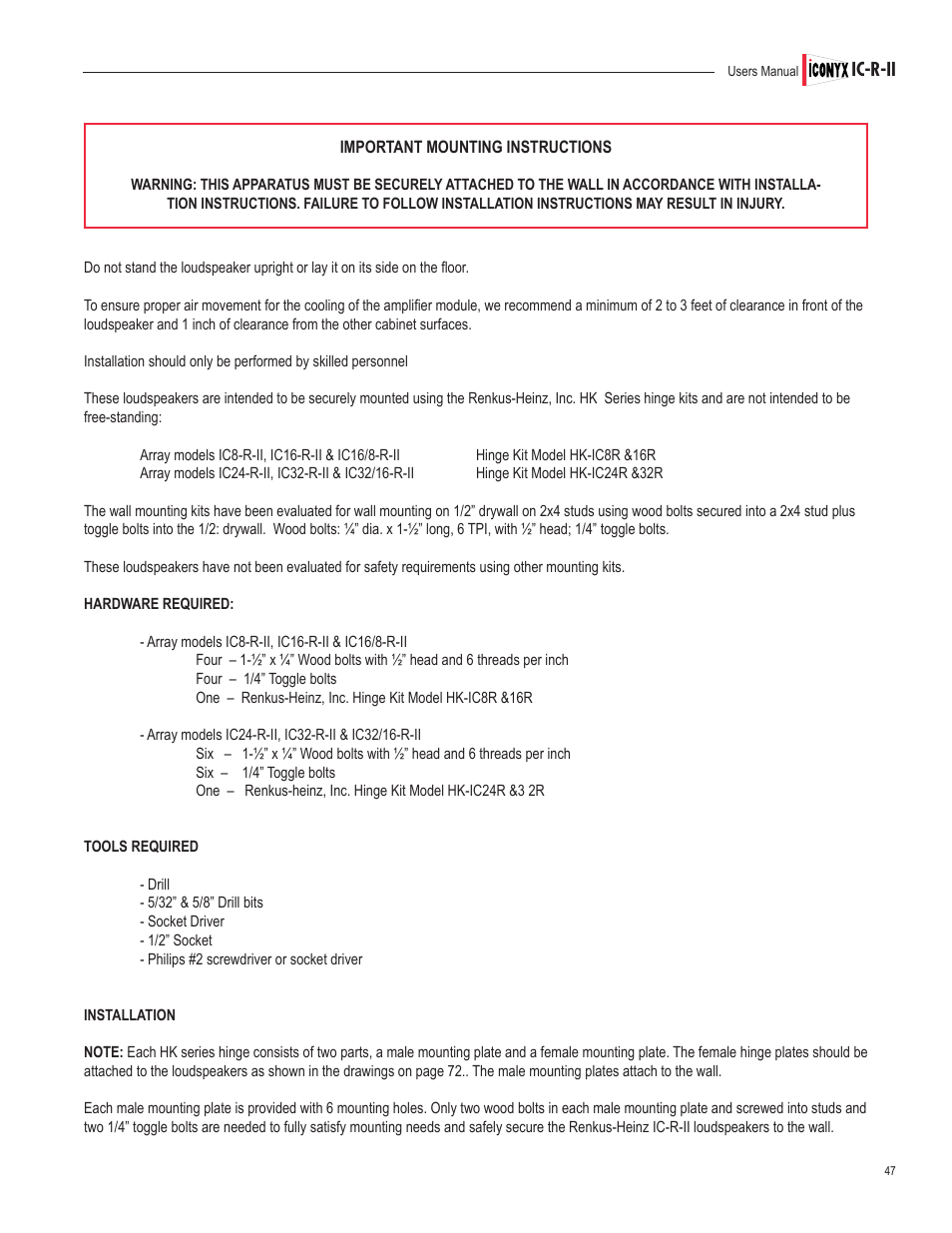 Renkus-Heinz IC32-R-II User Manual | Page 47 / 80