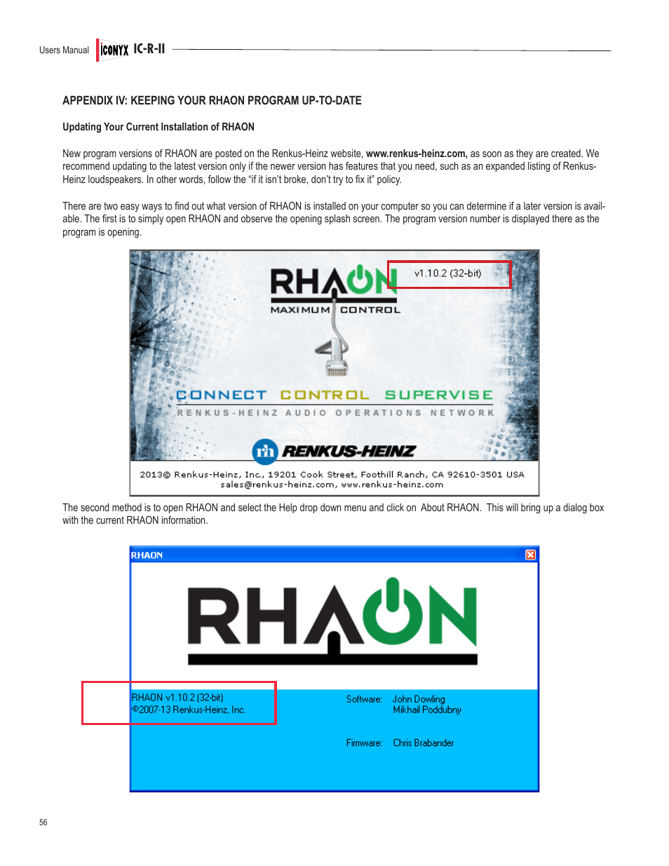 Renkus-Heinz IC32-R-II User Manual | Page 56 / 80