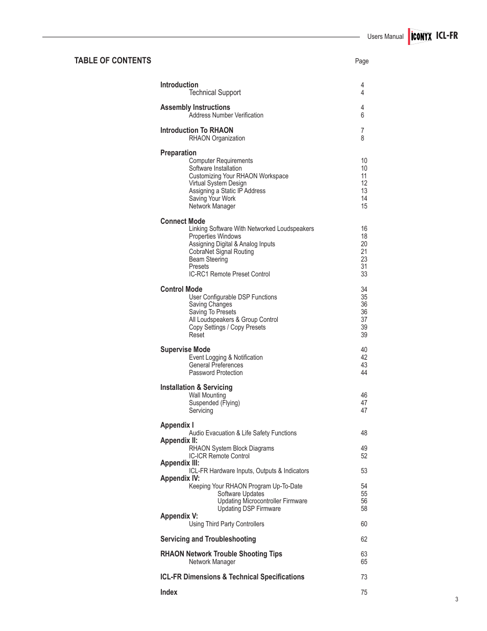 Icl-fr | Renkus-Heinz ICL-FR User Manual | Page 3 / 78