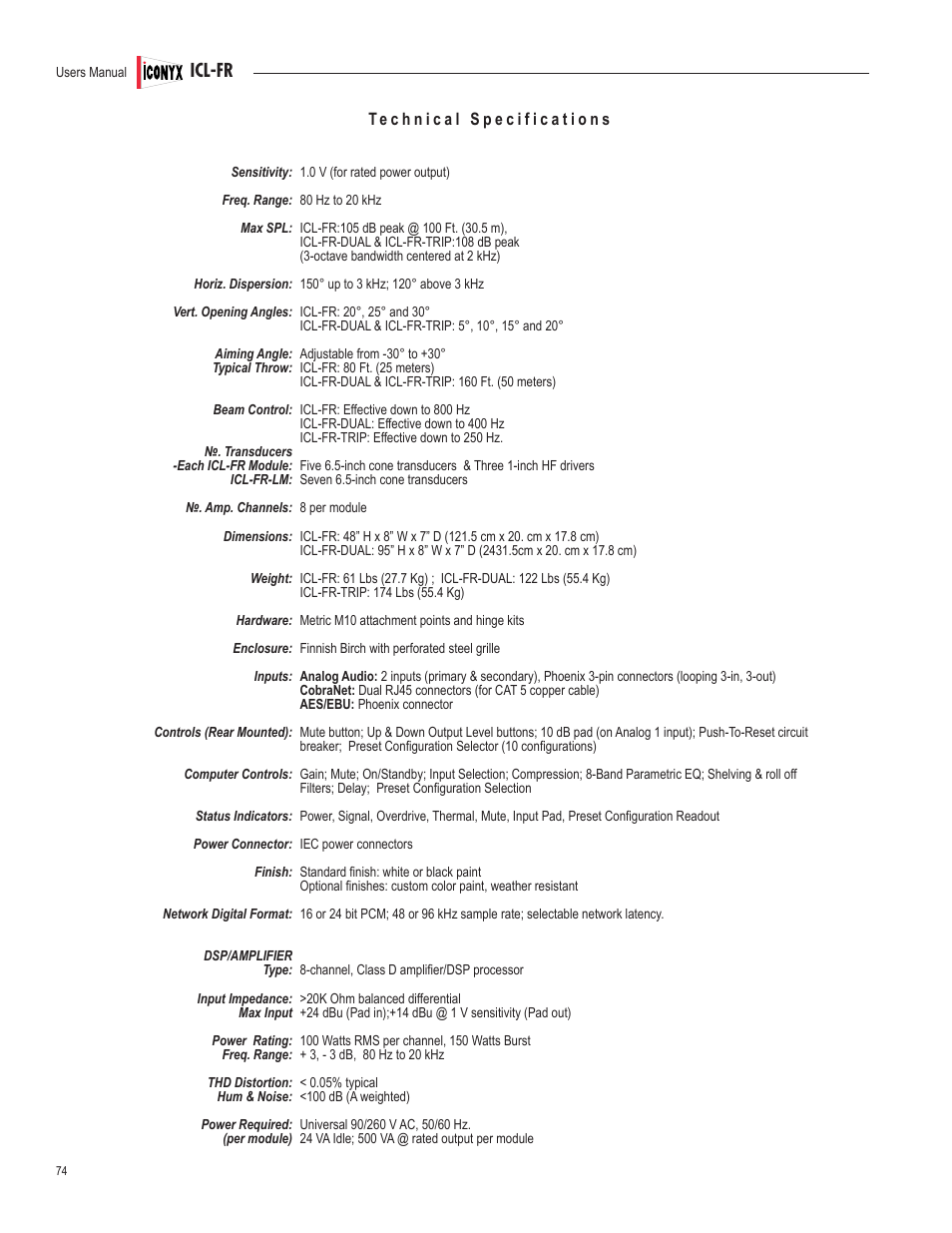 Icl-fr | Renkus-Heinz ICL-FR User Manual | Page 74 / 78