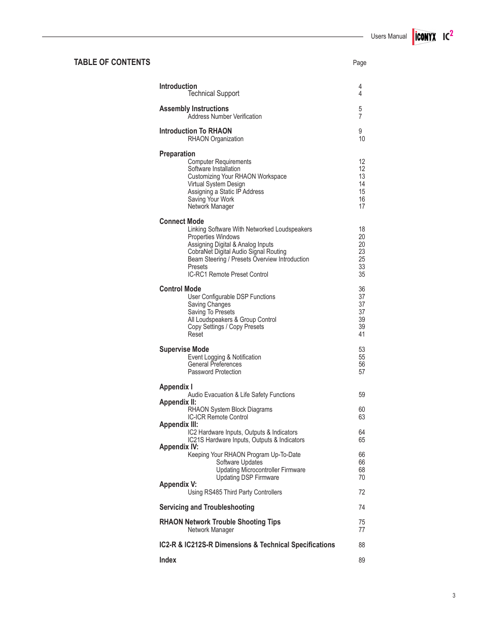 Renkus-Heinz IC2-FR User Manual | Page 3 / 91