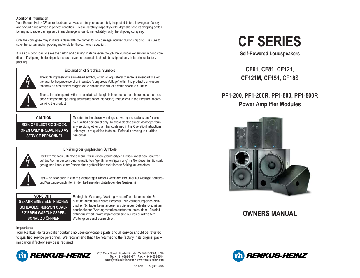 Renkus-Heinz CF12S-5R User Manual | 4 pages
