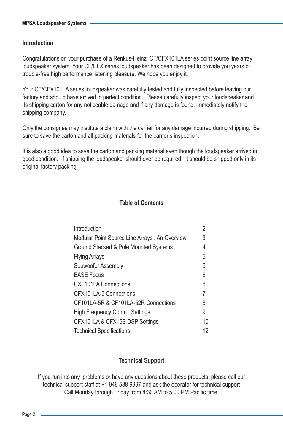 Renkus-Heinz CF101LA User Manual | Page 2 / 12
