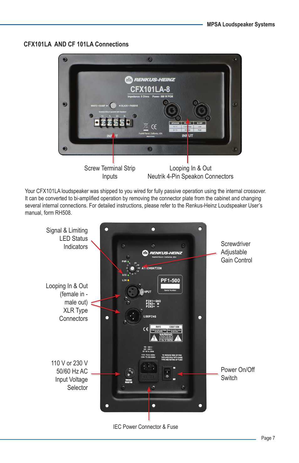 Renkus-Heinz CF101LA User Manual | Page 7 / 12