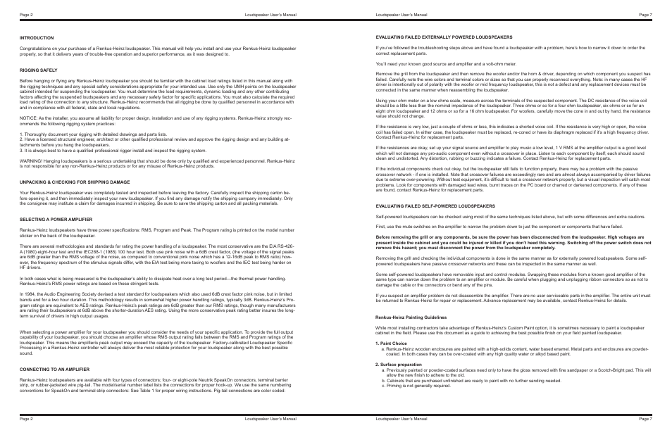 Renkus-Heinz Loudspeaker User Manual | Page 7 / 8