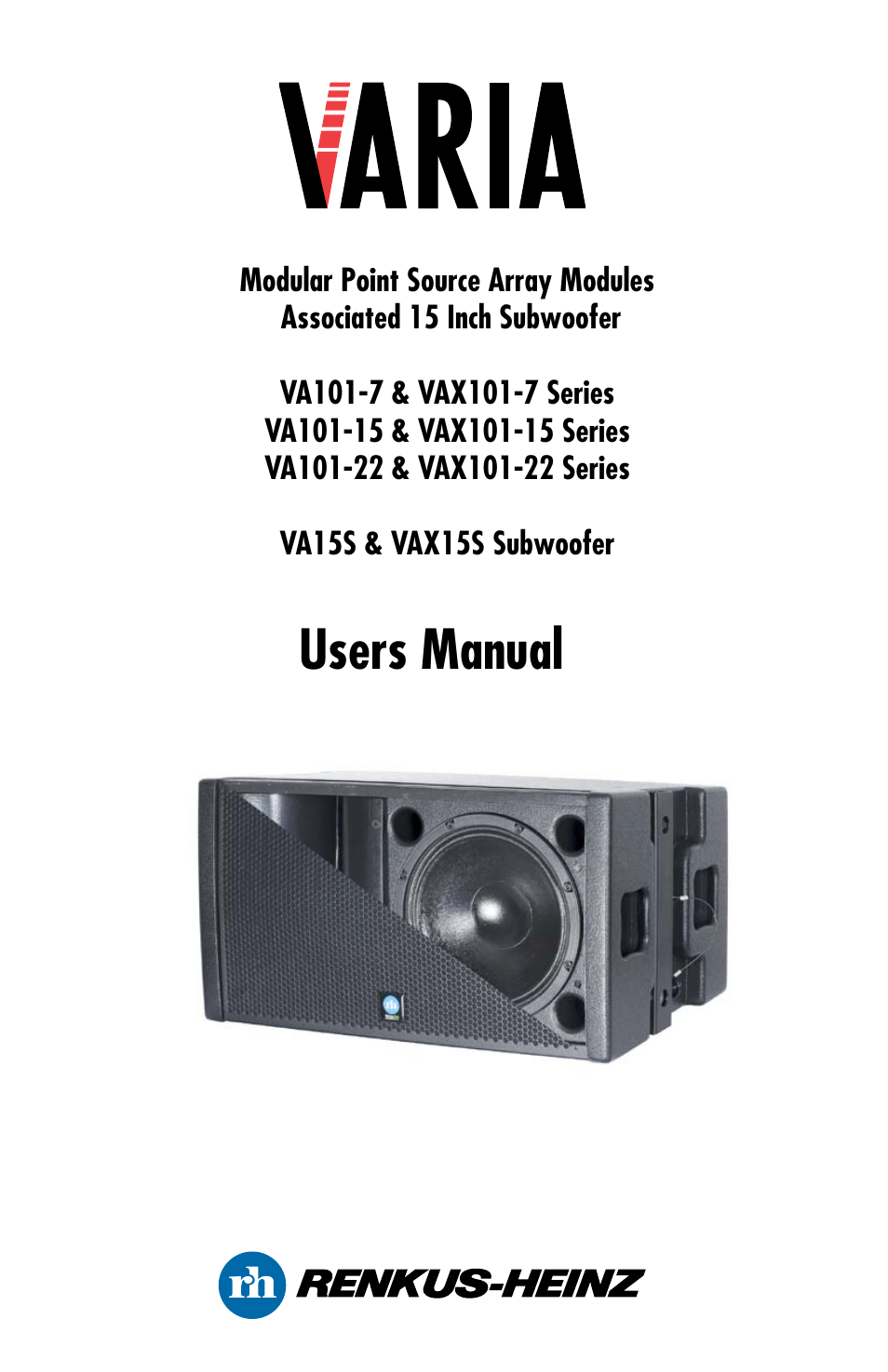 Renkus-Heinz VAX15S User Manual | 24 pages