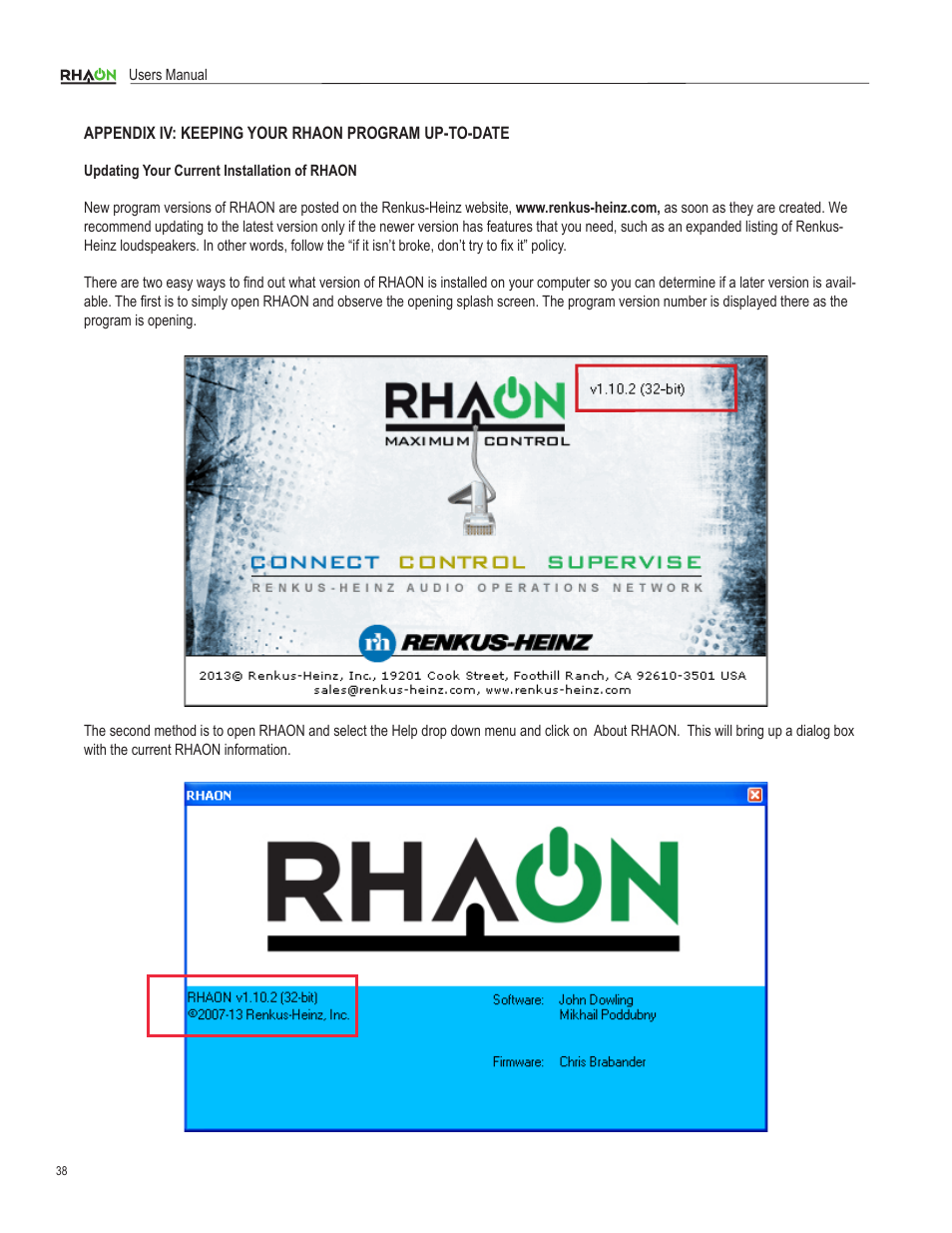 Renkus-Heinz RHAON 32-Bit User Manual | Page 38 / 58