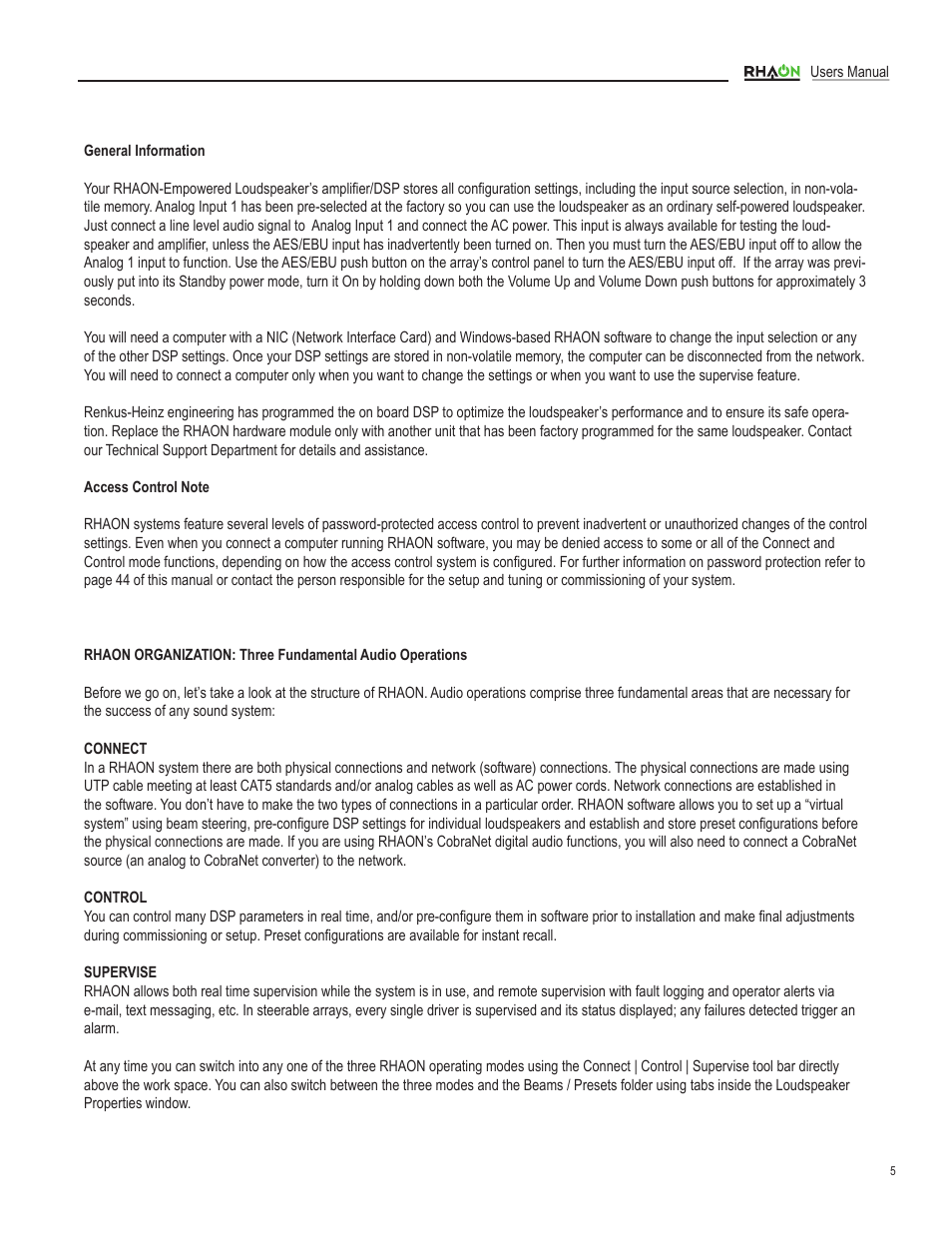 Renkus-Heinz RHAON 32-Bit User Manual | Page 5 / 58