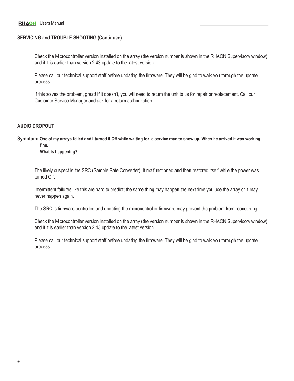 Renkus-Heinz RHAON 32-Bit User Manual | Page 54 / 58