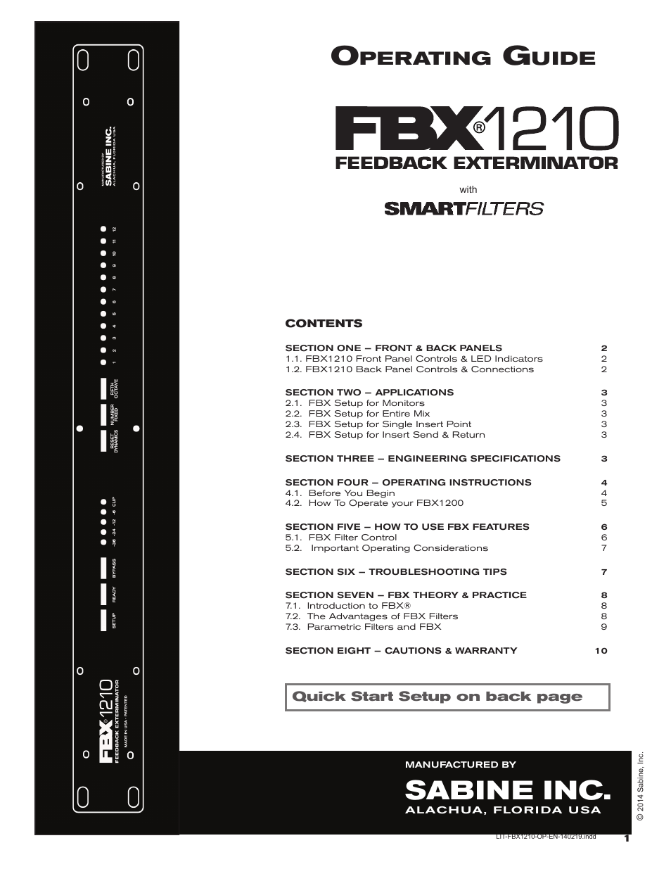 SABINE FBX 1210 User Manual | 12 pages