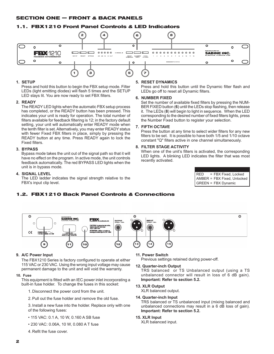 SABINE FBX 1210 User Manual | Page 2 / 12