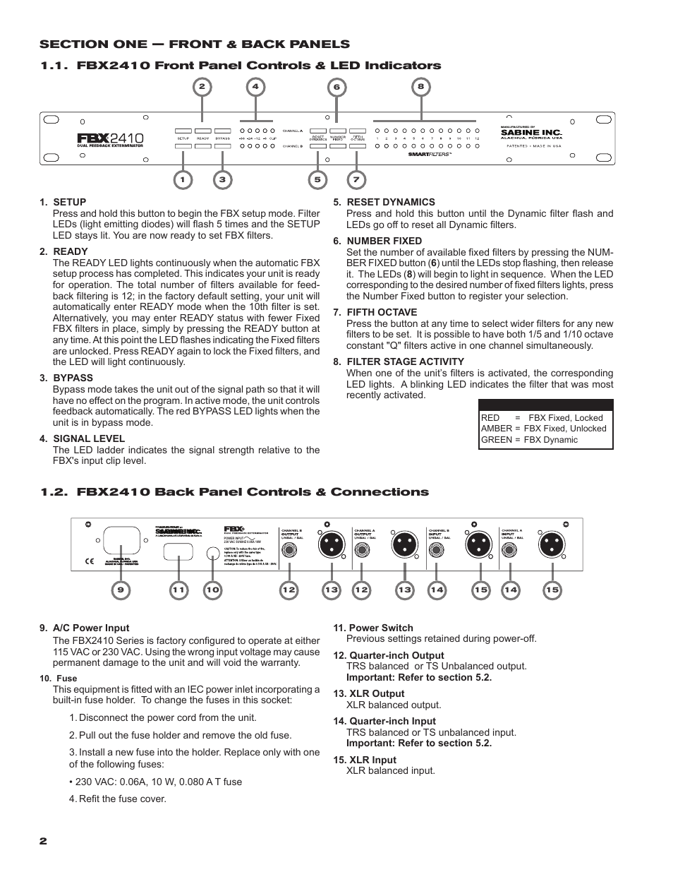 SABINE FBX 2410 User Manual | Page 2 / 12