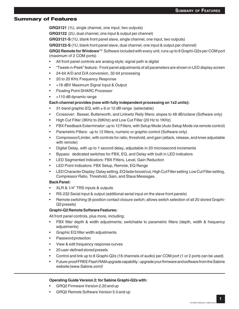SABINE Graphi-Q2 3122-S User Manual | Page 2 / 58