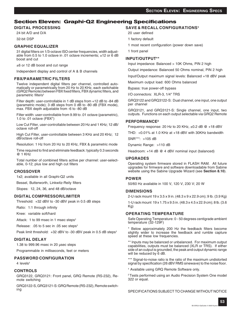 SABINE Graphi-Q2 3122-S User Manual | Page 54 / 58