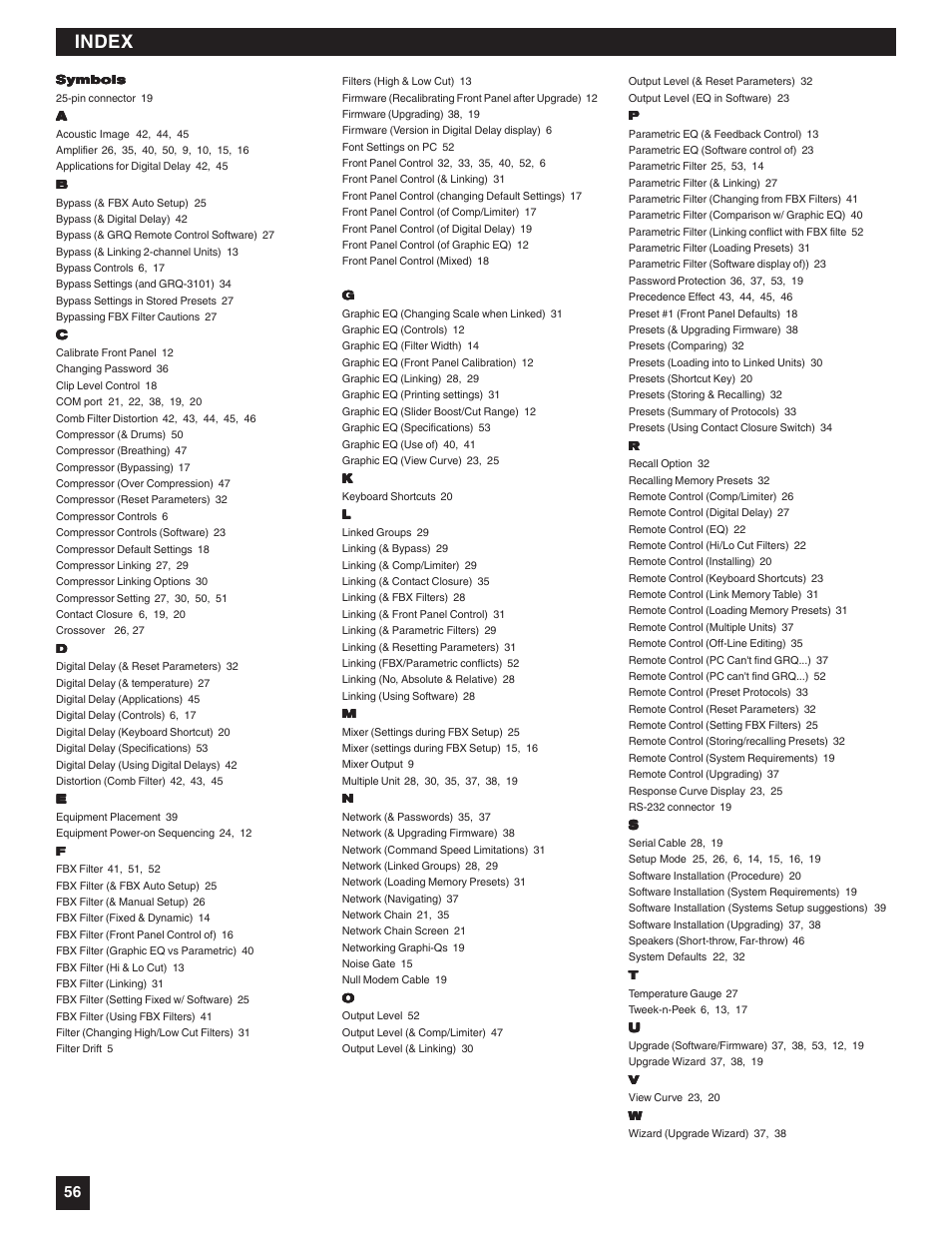 Index | SABINE Graphi-Q2 3122-S User Manual | Page 57 / 58
