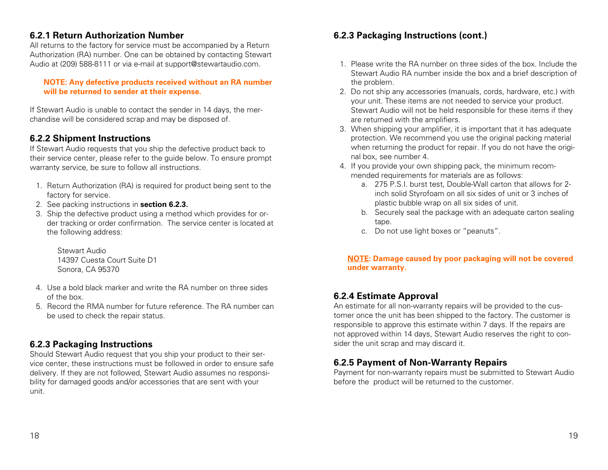 Stewart Audio AV25-2 User Manual | Page 10 / 10