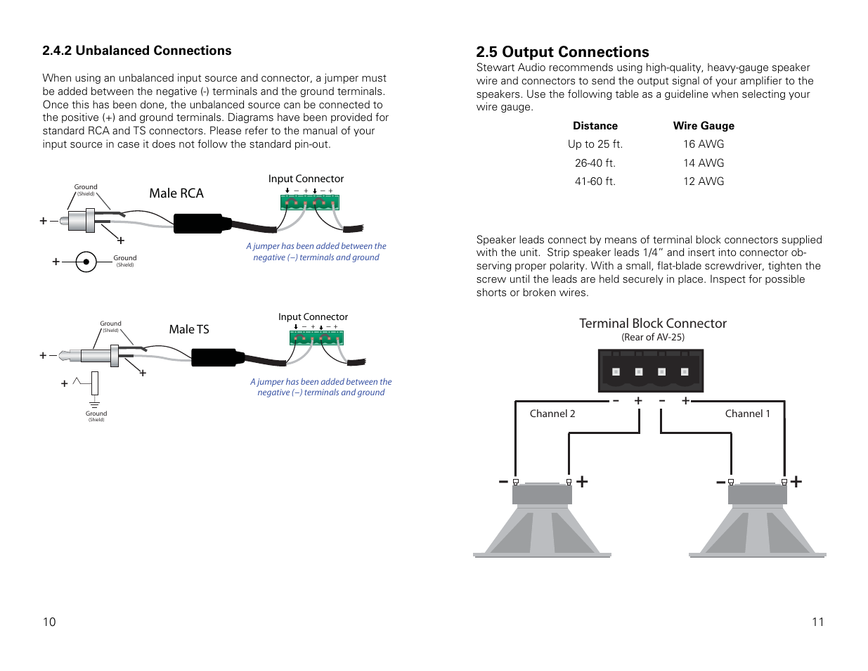 5 output connections | Stewart Audio AV25-2 User Manual | Page 6 / 10