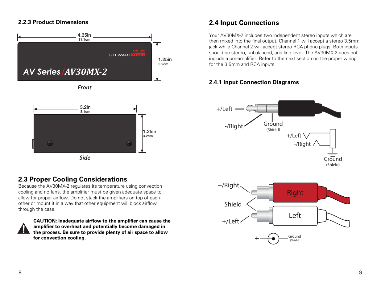 Av30mx-2, Av series, Right left | Stewart Audio AV30MX-2 User Manual | Page 5 / 11