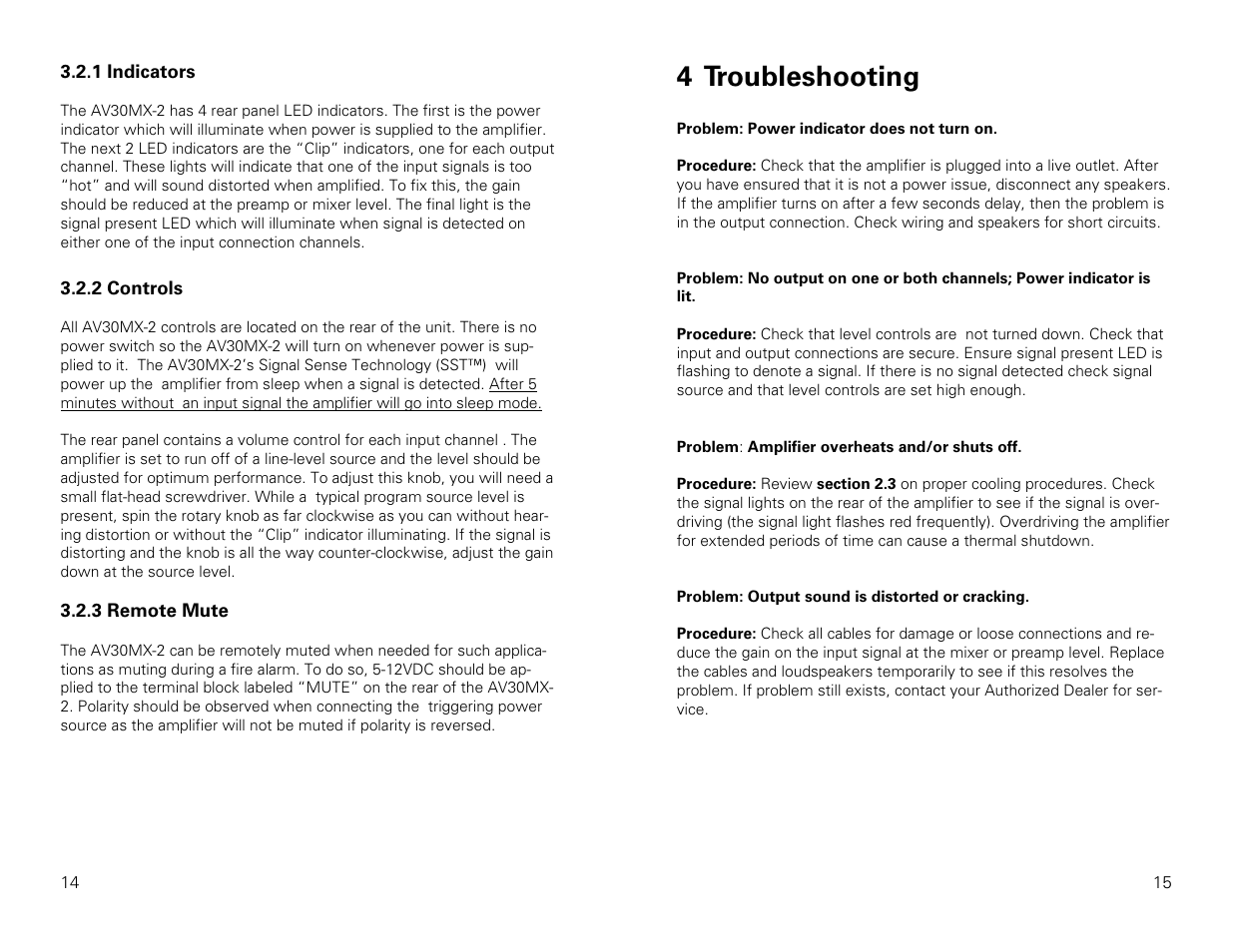 4 troubleshooting | Stewart Audio AV30MX-2 User Manual | Page 8 / 11