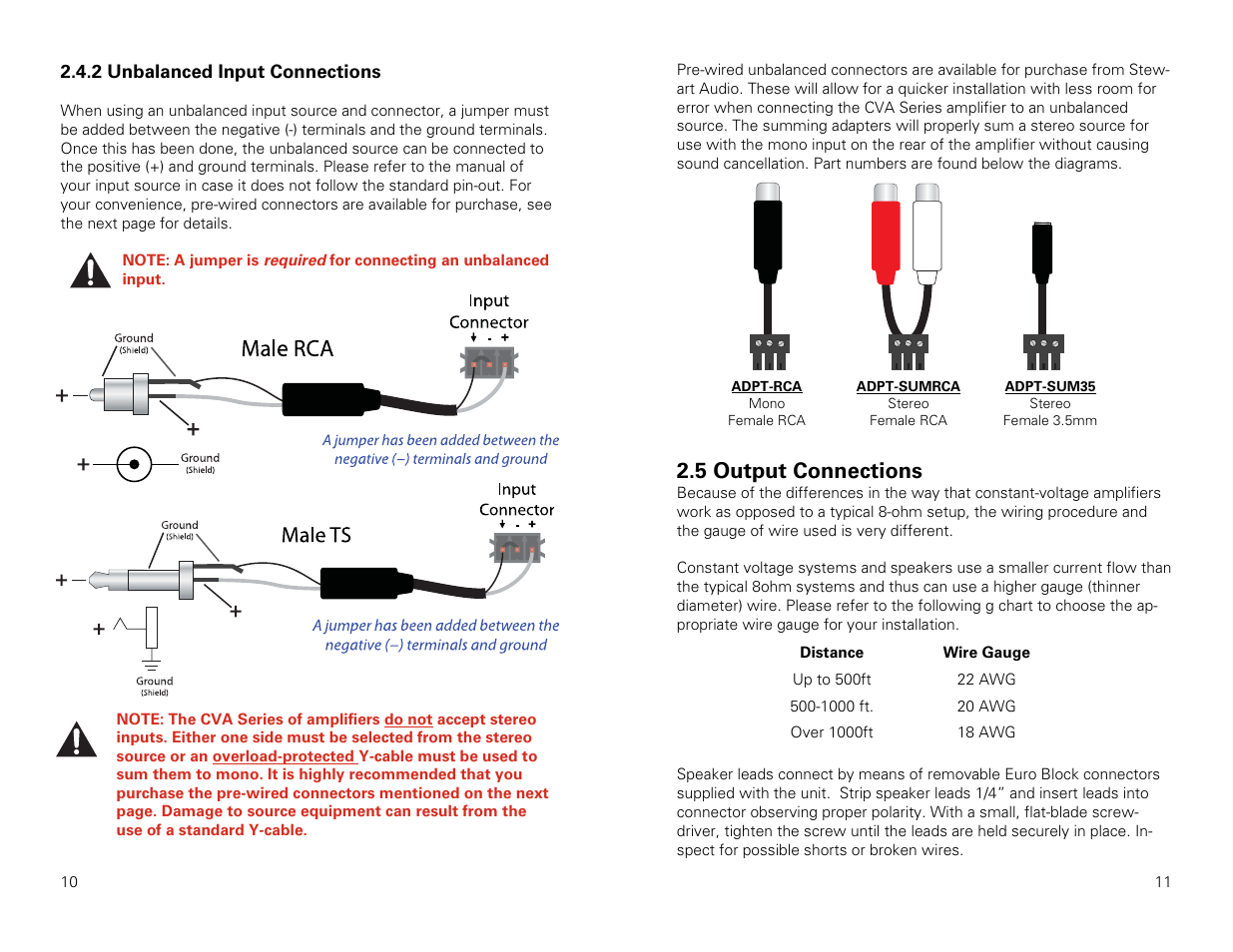 5 output connections | Stewart Audio CVA50-1 User Manual | Page 6 / 12