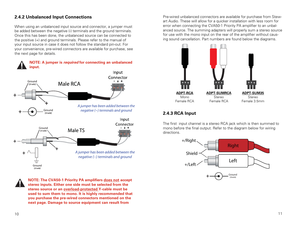 Left | Stewart Audio CVA50-1 Priority PA User Manual | Page 6 / 14