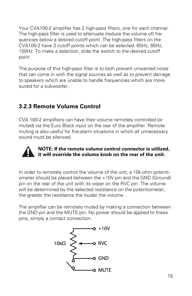 3 remote volume control | Stewart Audio CVA100-2 User Manual | Page 15 / 28