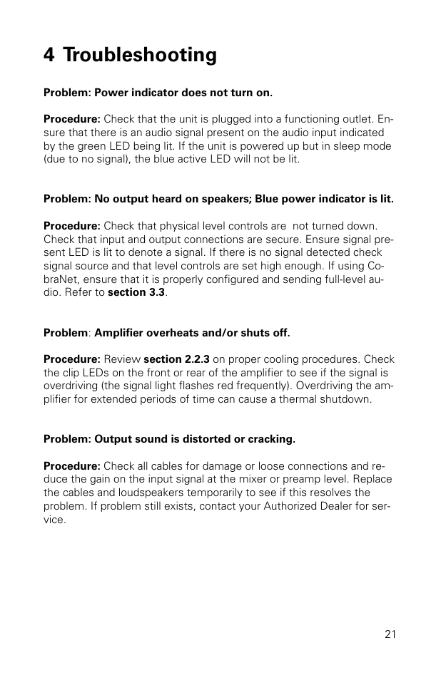 4 troubleshooting | Stewart Audio CVA100-2 User Manual | Page 21 / 28