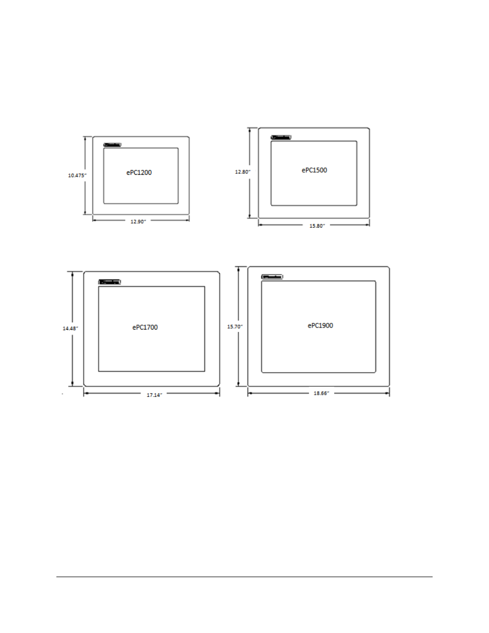 Specifications, Front panels, Figure 1.0: epc series front panel comparison | Nematron ePC-Lite Series with N2800 CPU User Manual | Page 4 / 21