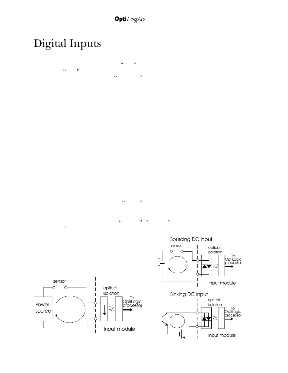 Digital inputs, Input isolation, Dc inputs | Nematron OptiLogic Series User Manual | Page 7 / 32