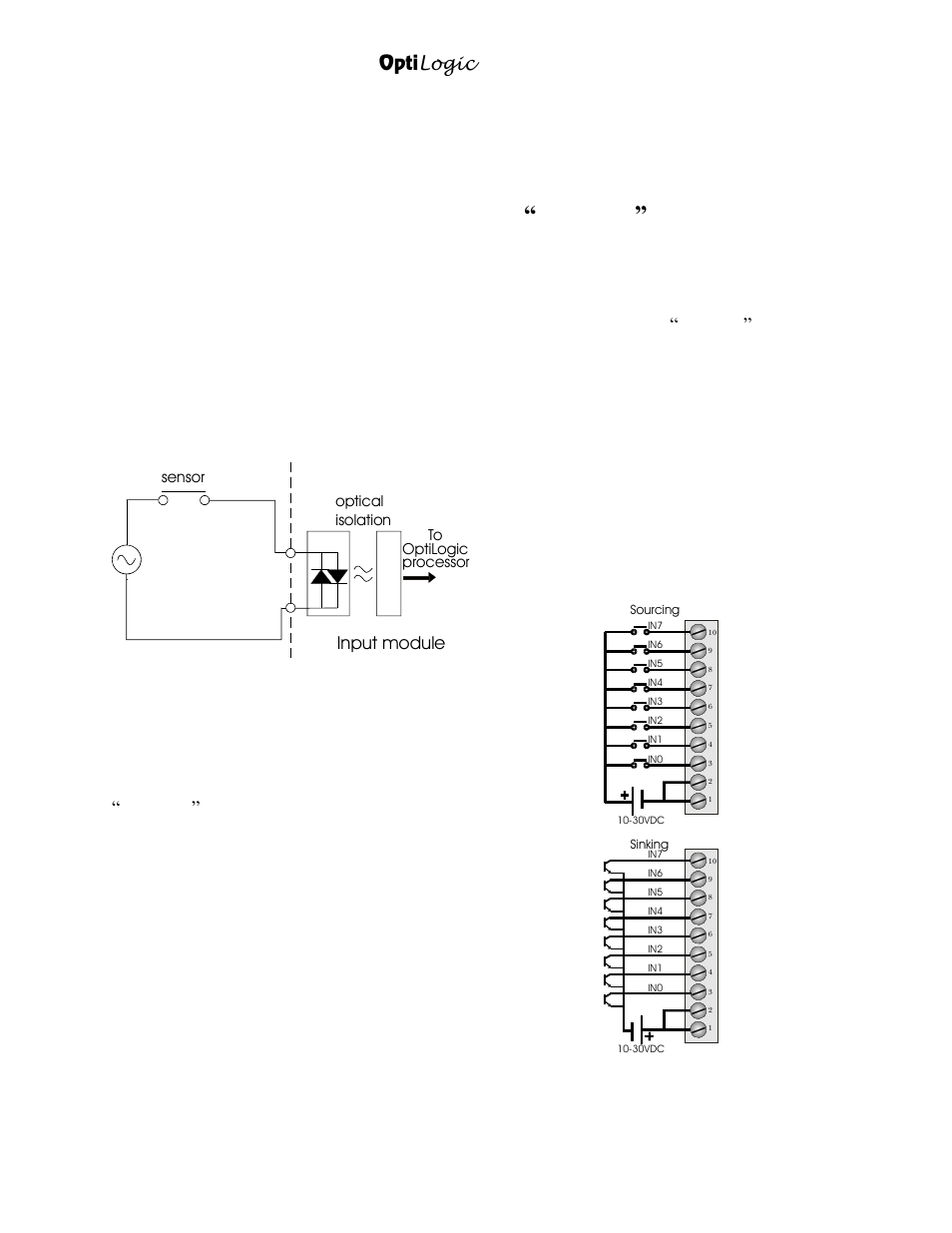 Ac inputs, Digital input voltage, I/o “common” terminals | Optimation, inc, Opti logic series, Input module | Nematron OptiLogic Series User Manual | Page 8 / 32