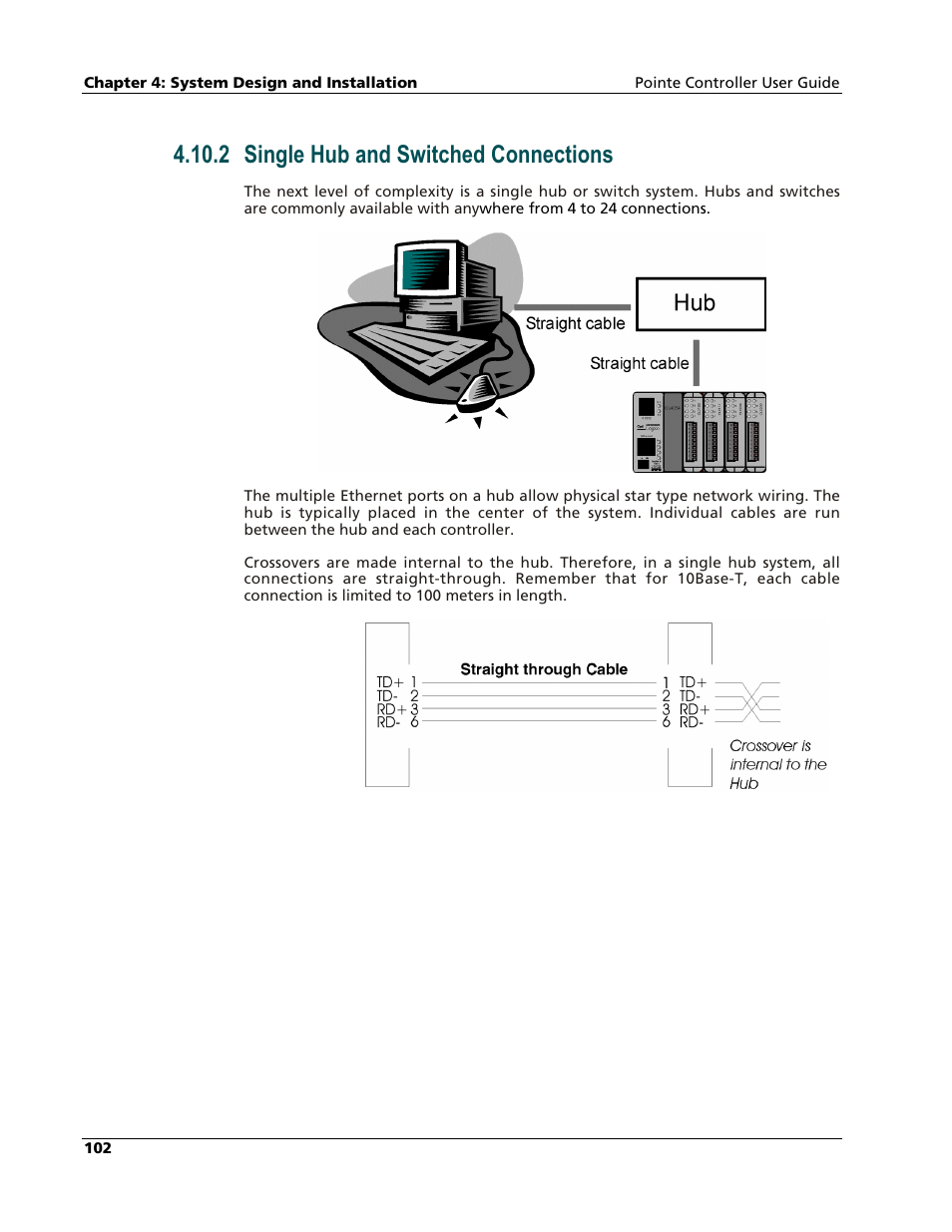 Single hub and switched connections, 2 single hub and switched connections | Nematron Pointe Controller User Manual | Page 104 / 441