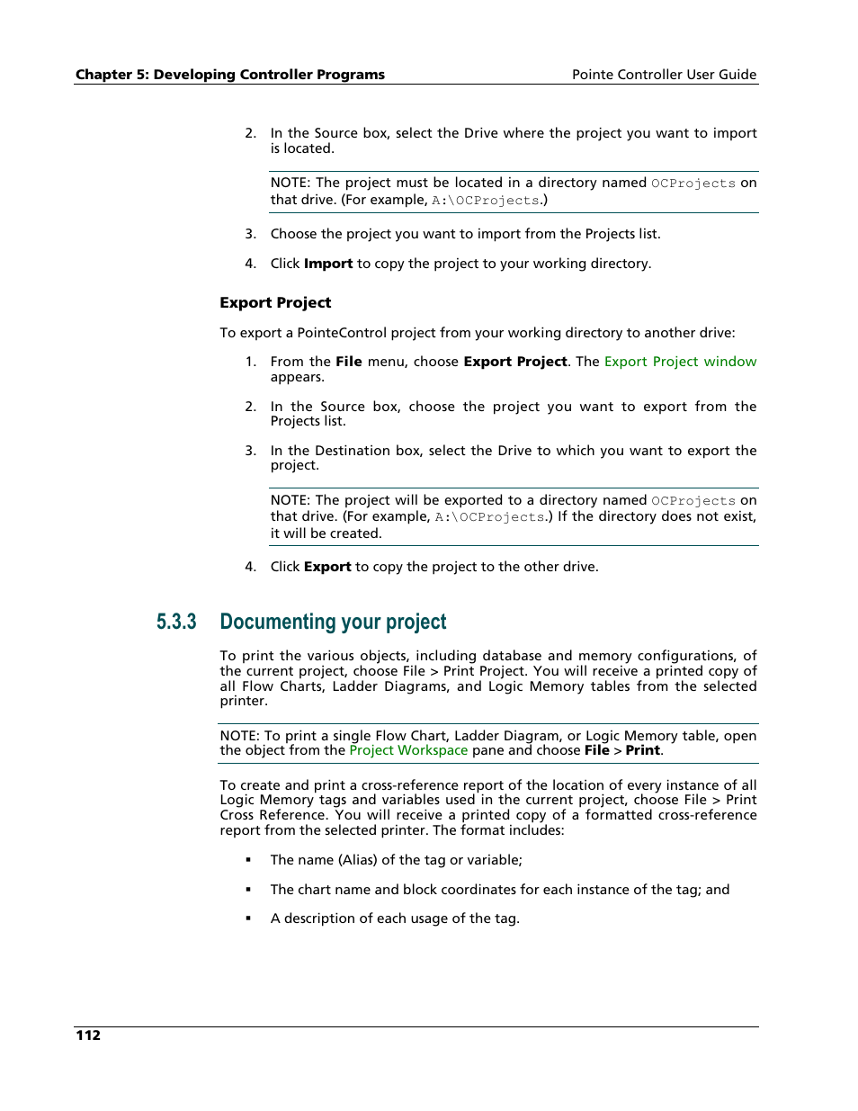 Documenting your project, 3 documenting your project | Nematron Pointe Controller User Manual | Page 114 / 441