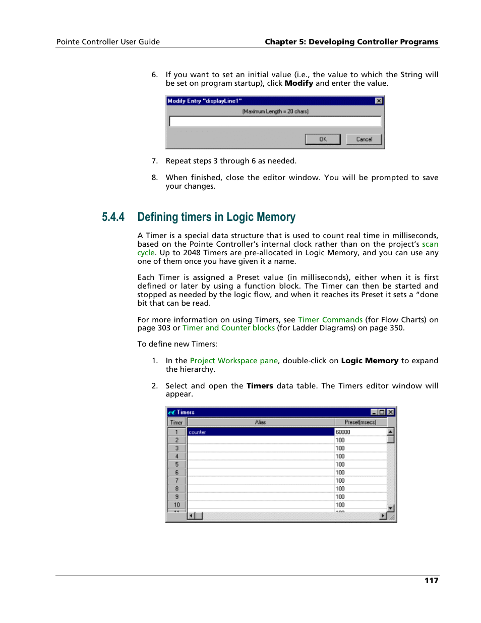 Defining timers in logic memory | Nematron Pointe Controller User Manual | Page 119 / 441