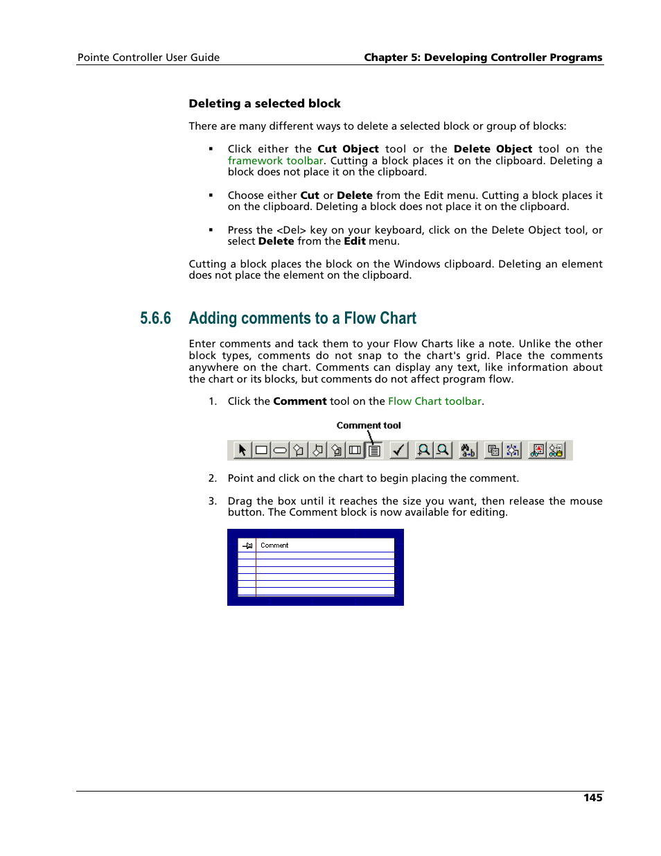 Adding comments to a flow chart, 6 adding comments to a flow chart | Nematron Pointe Controller User Manual | Page 147 / 441