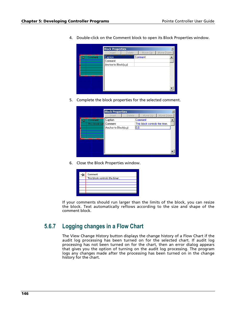 Logging changes in a flow chart, 7 logging changes in a flow chart | Nematron Pointe Controller User Manual | Page 148 / 441