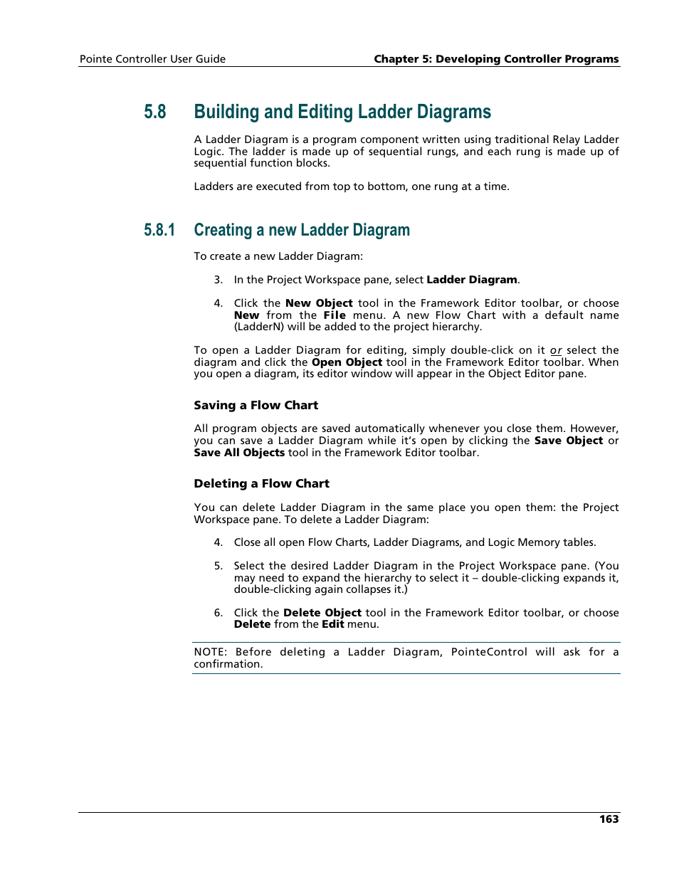 Building and editing ladder diagrams, Creating a new ladder diagram, 8 building and editing ladder diagrams | 1 creating a new ladder diagram | Nematron Pointe Controller User Manual | Page 165 / 441