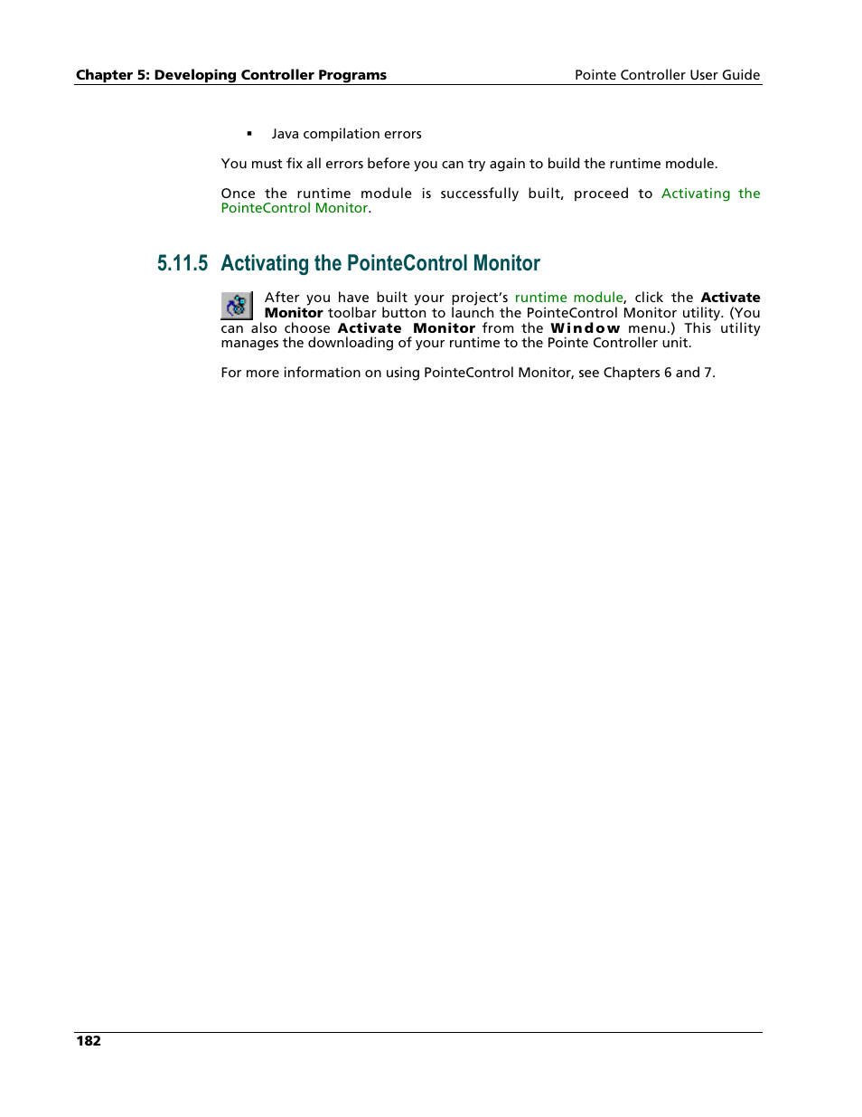 Activating the pointecontrol monitor, 5 activating the pointecontrol monitor | Nematron Pointe Controller User Manual | Page 184 / 441