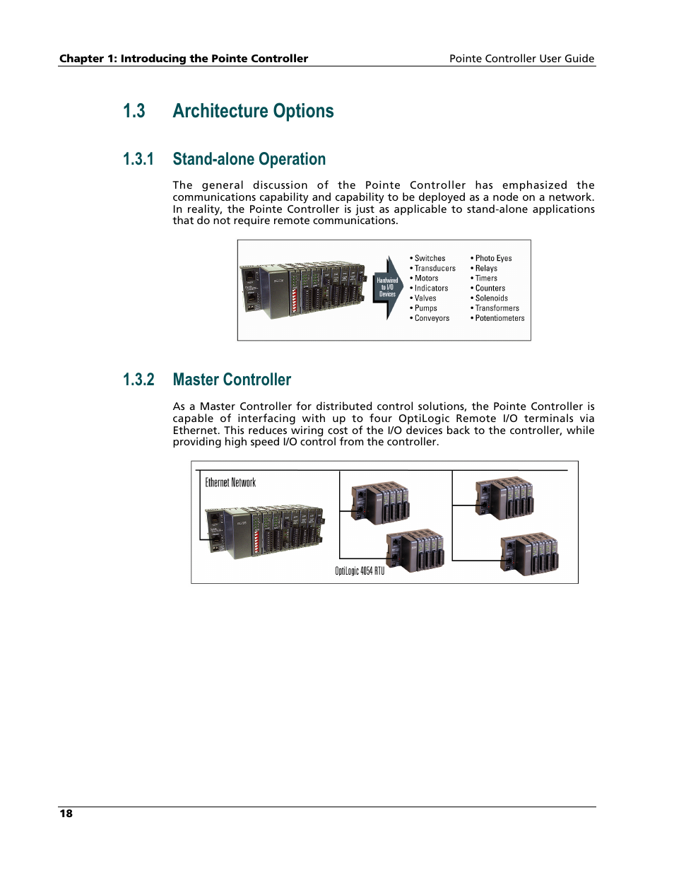 Architecture options, Stand-alone operation, Master controller | 3 architecture options, 1 stand-alone operation, 2 master controller | Nematron Pointe Controller User Manual | Page 20 / 441