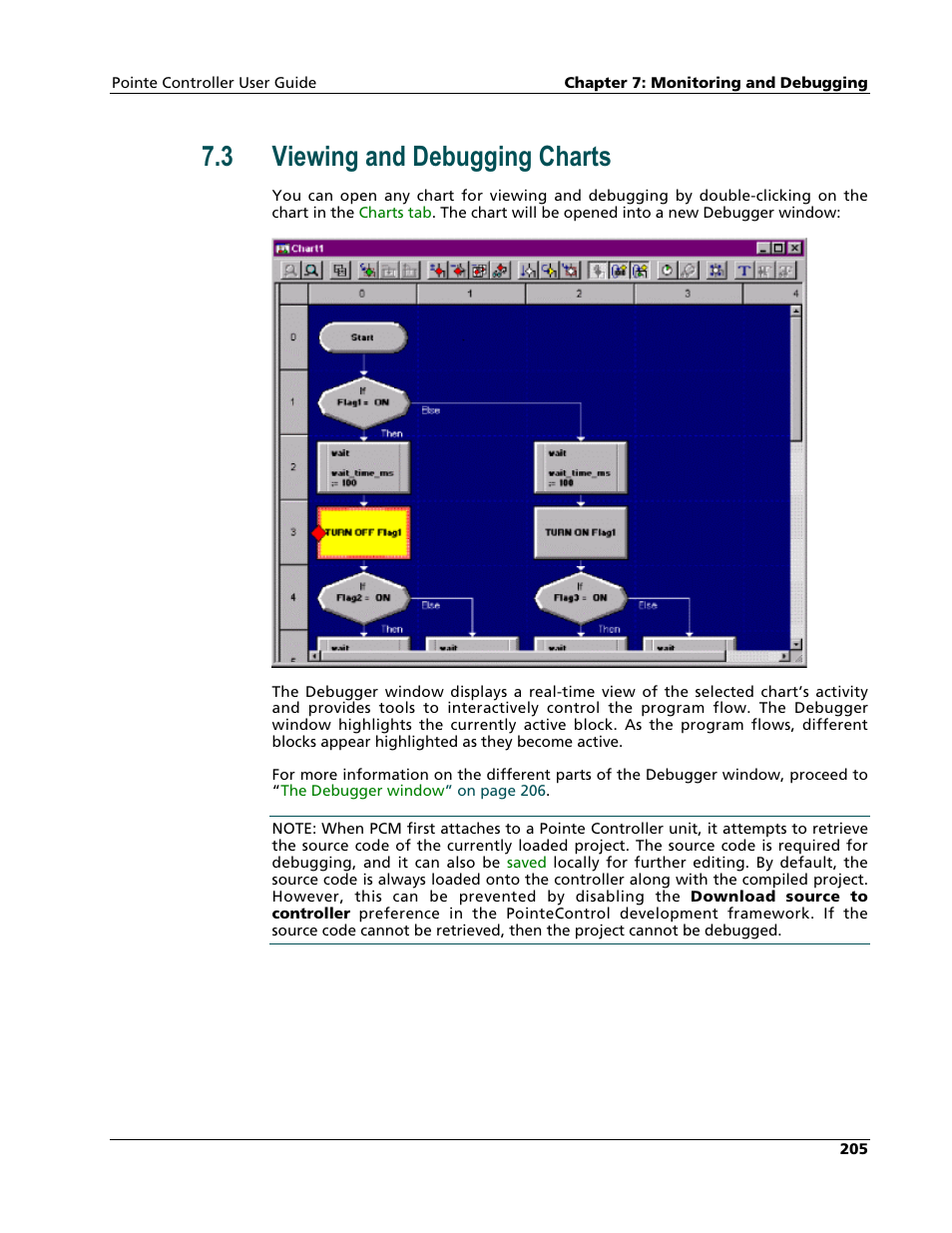 Viewing and debugging charts, 3 viewing and debugging charts | Nematron Pointe Controller User Manual | Page 207 / 441