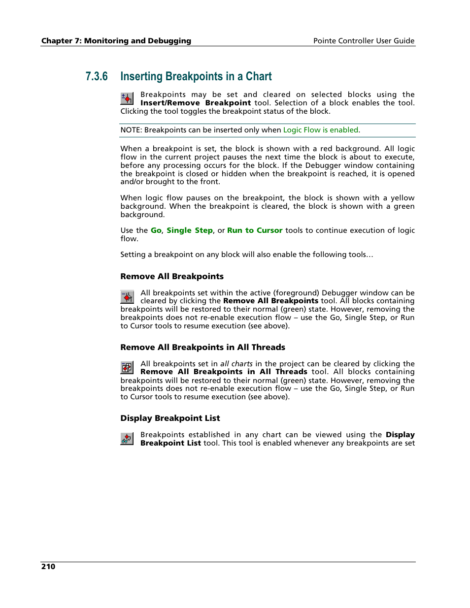 Inserting breakpoints in a chart, 6 inserting breakpoints in a chart | Nematron Pointe Controller User Manual | Page 212 / 441