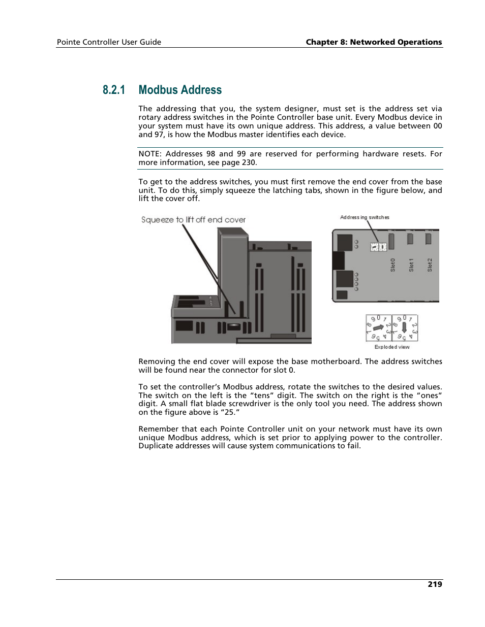 Modbus address, 1 modbus address | Nematron Pointe Controller User Manual | Page 221 / 441