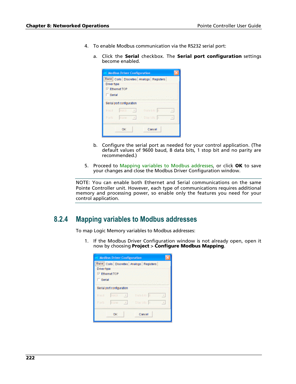 Mapping variables to modbus addresses, 4 mapping variables to modbus addresses | Nematron Pointe Controller User Manual | Page 224 / 441