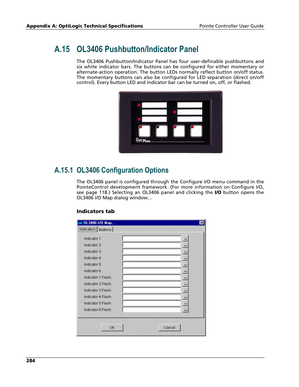 Ol3406 pushbutton/indicator panel | Nematron Pointe Controller User Manual | Page 286 / 441