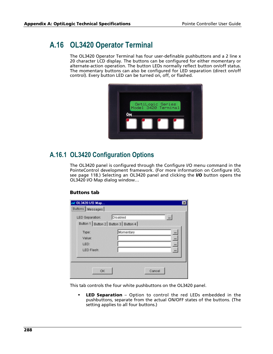 Ol3420 operator terminal | Nematron Pointe Controller User Manual | Page 290 / 441