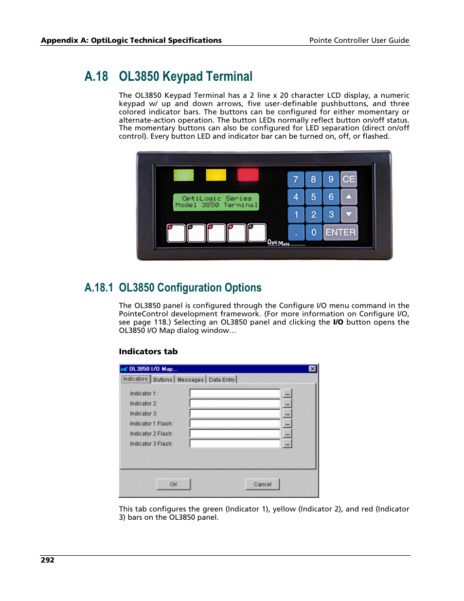 Ol3850 keypad terminal | Nematron Pointe Controller User Manual | Page 294 / 441