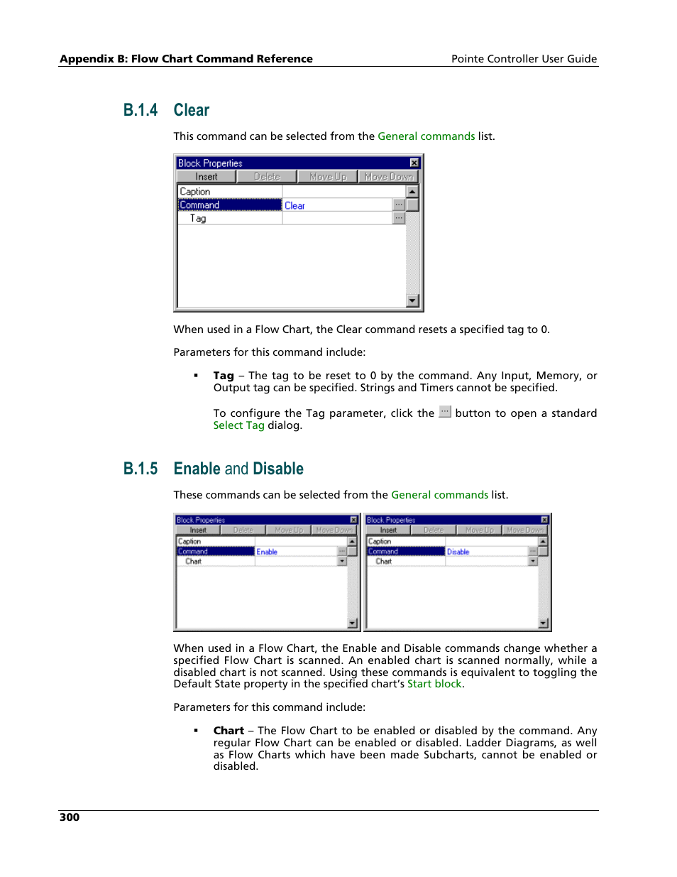 Clear, Enable and disable, B.1.4 clear | B.1.5 enable and disable | Nematron Pointe Controller User Manual | Page 302 / 441