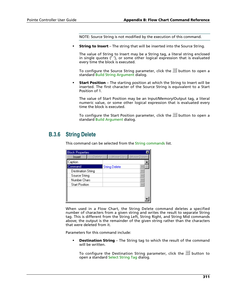 String delete, B.3.6 string delete | Nematron Pointe Controller User Manual | Page 313 / 441