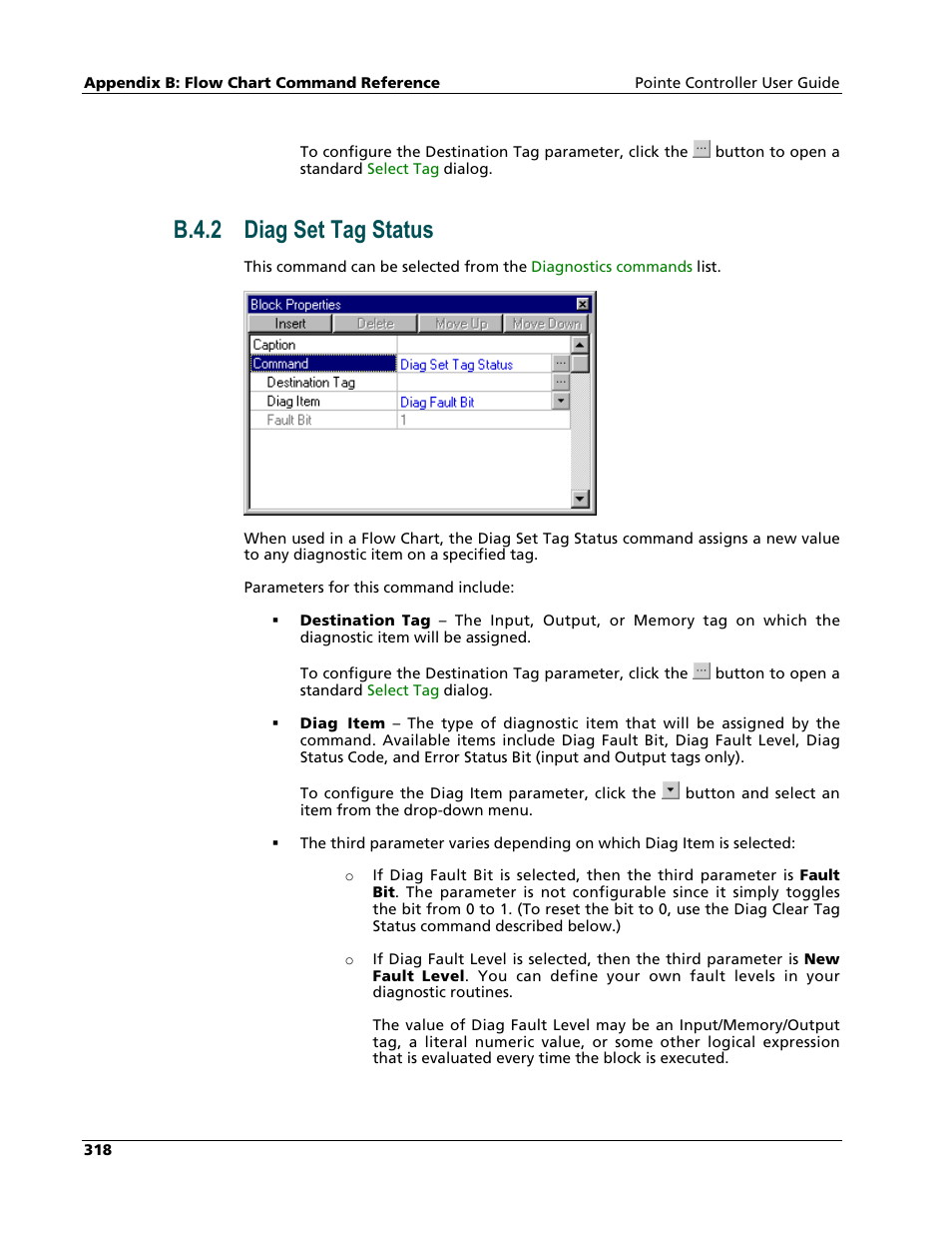 Diag set tag status, B.4.2 diag set tag status | Nematron Pointe Controller User Manual | Page 320 / 441