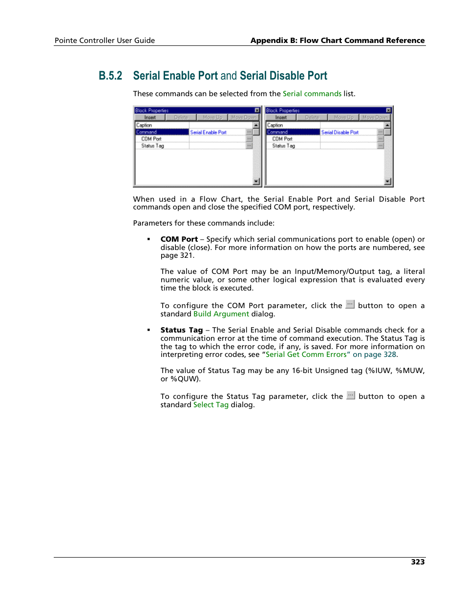 Serial enable port and serial disable port, B.5.2 serial enable port and serial disable port | Nematron Pointe Controller User Manual | Page 325 / 441