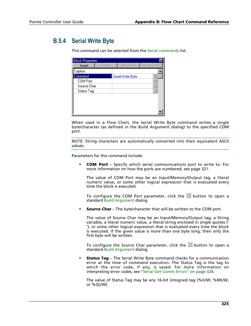 Serial write byte, B.5.4 serial write byte | Nematron Pointe Controller User Manual | Page 327 / 441